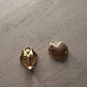 Gold Shell Clip-On Earrings